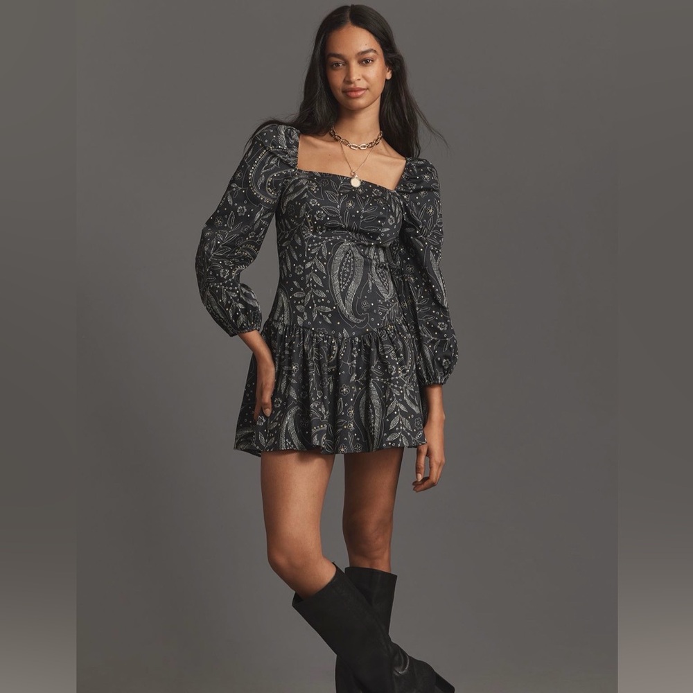 Anthropology Maeve Drop Waist Mini Dress - Cotton